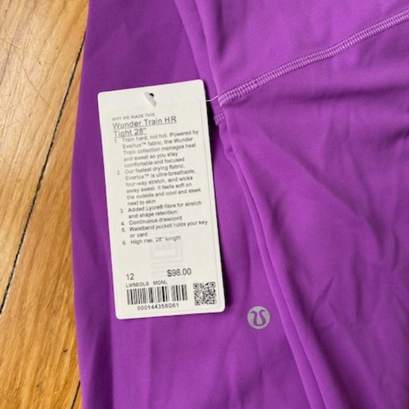 NWT Lululemon Wunder Train HR Tight 28" Moonlit Magenta - Picture 3 of 6